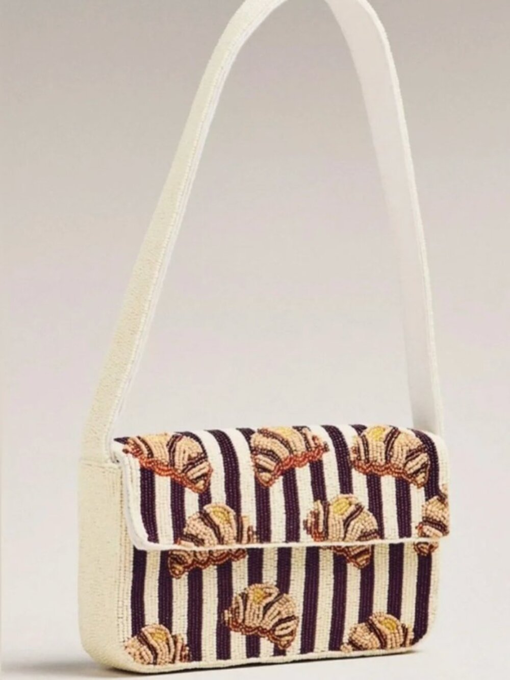 Anthropologie The Fiona Beaded Bag:Croissant